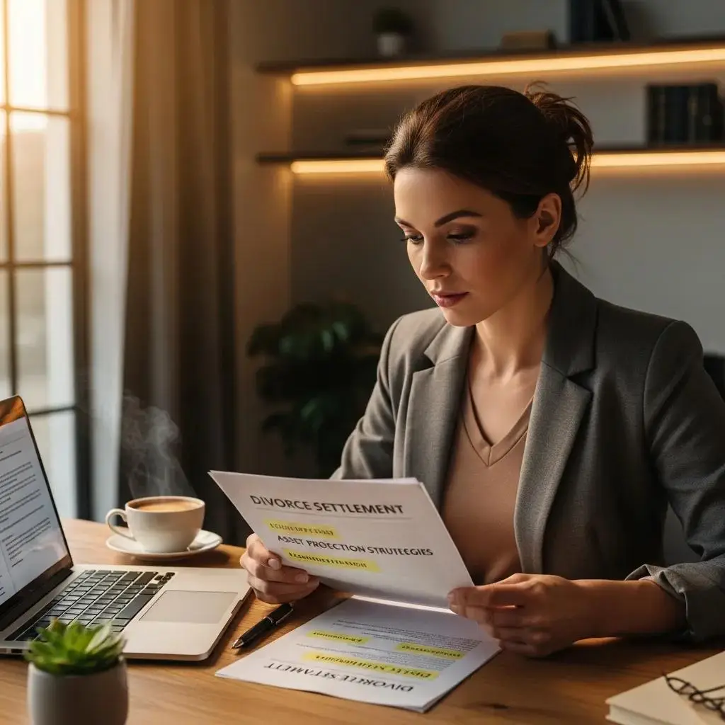 Business owner contemplating asset protection strategies during divorce in a modern office